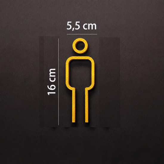 Kleedkamer of toilet deurbord / pictogram - MAN  3D - Strak Goud - hoogwaardig Acryl bord