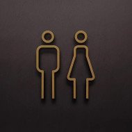 Kleedkamer pictogrammen - Toilet pictogrammen - Man + Vrouw 3D - Strak GOUD - hoogwaardig Acryl bord Kleedkamer pictogrammen - Toilet pictogrammen - Man + Vrouw 3D - Strak GOUD - hoogwaardig Acryl bord