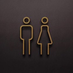 Kleedkamer pictogrammen - Toilet pictogrammen - Man + Vrouw 3D - Strak GOUD - hoogwaardig Acryl bord