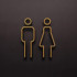 Kleedkamer pictogrammen - Toilet pictogrammen - Man + Vrouw 3D - Strak GOUD - hoogwaardig Acryl bord