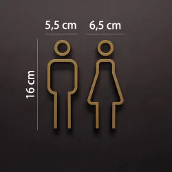 Kleedkamer pictogrammen - Toilet pictogrammen - Man + Vrouw 3D - Strak GOUD - hoogwaardig Acryl bord