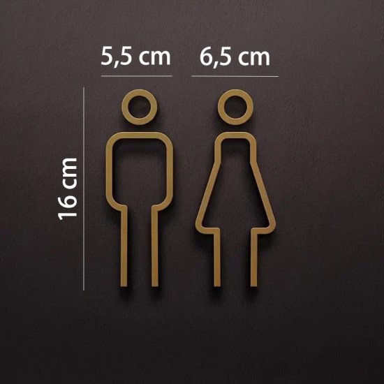 Kleedkamer pictogrammen - Toilet pictogrammen - Man + Vrouw 3D - Strak GOUD - hoogwaardig Acryl bord Kleedkamer pictogrammen - Toilet pictogrammen - Man + Vrouw 3D - Strak GOUD - hoogwaardig Acryl bord