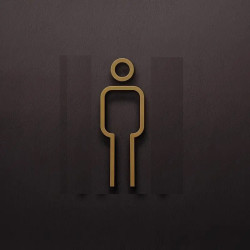 Kleedkamer of toilet deurbord / pictogram - MAN  3D - Strak Goud - hoogwaardig Acryl bord