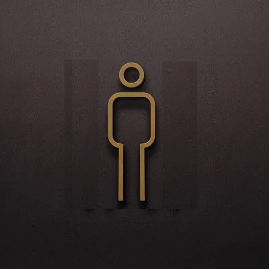 Kleedkamer of toilet deurbord / pictogram - MAN 3D - Strak Goud - hoogwaardig Acryl bord Kleedkamer of toilet deurbord / pictogram - MAN 3D - Strak Goud - hoogwaardig Acryl bord