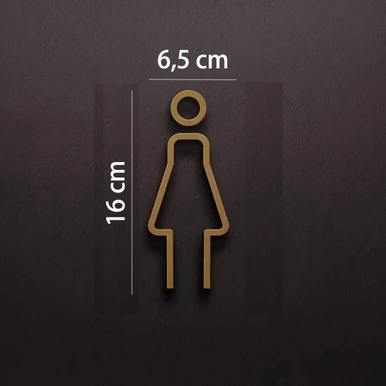 Kleedkamer of toilet deurbord / pictogram - VROUW 3D - Strak Goud - hoogwaardig Acryl bord Kleedkamer of toilet deurbord / pictogram - VROUW 3D - Strak Goud - hoogwaardig Acryl bord