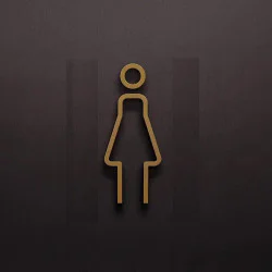 Kleedkamer of toilet deurbord / pictogram - VROUW 3D - Strak Goud - hoogwaardig Acryl bord