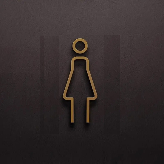 Kleedkamer of toilet deurbord / pictogram - VROUW 3D - Strak Goud - hoogwaardig Acryl bord Kleedkamer of toilet deurbord / pictogram - VROUW 3D - Strak Goud - hoogwaardig Acryl bord