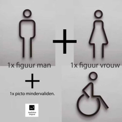Combinatiepakket Kleedkamer pictogrammen - Toilet pictogrammen - Man + Vrouw + Rolstoel 3D - Strak - hoogwaardig Acryl bord