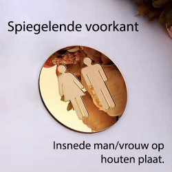 Toilet of kleedkamer rond deurbord / pictogram - Spiegelend Goudkleur - Man/vrouw Toilet of kleedkamer rond deurbord / pictogram - Spiegelend Goudkleur - Man/vrouw