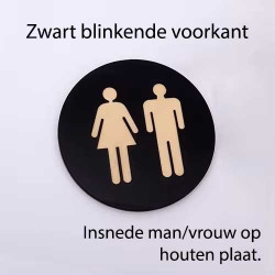 Toilet of kleedkamer rond deurbord / pictogram - Blinkend zwart - Man/vrouw Toilet of kleedkamer rond deurbord / pictogram - Blinkend zwart - Man/vrouw