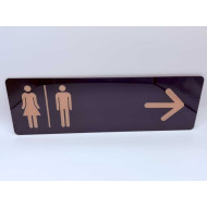 Toilet of kleedkamer aanwijsbord - MAN + VROUW + Pijl RECHTS - Zelfklevende plaat (glanzend!) beigekleurige pictogrammen Toilet of kleedkamer aanwijsbord - MAN + VROUW + Pijl RECHTS - Zelfklevende plaat (glanzend!) beigekleurige pictogrammen