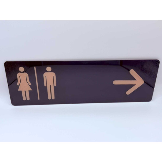 Toilet of kleedkamer aanwijsbord - MAN + VROUW + Pijl RECHTS - Zelfklevende plaat (glanzend!) beigekleurige pictogrammen Toilet of kleedkamer aanwijsbord - MAN + VROUW + Pijl RECHTS - Zelfklevende plaat (glanzend!) beigekleurige pictogrammen