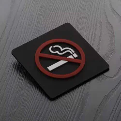 Pictogram - Niet roken - Zwarte plaat - Witte figuur - rode circel - Waarschuwingsbord