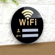 WIFI bordje rond - plaatje - Zwart - Spiegelend - Zelfklevend - B&B - Horeca - Thuis WIFI bordje rond - plaatje - Zwart - Spiegelend - Zelfklevend - B&B - Horeca - Thuis
