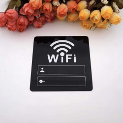 WIFI bordje - plaatje - Zwart - Spiegelend - Zelfklevend - B&B - Horeca - Thuis WIFI bordje - plaatje - Zwart - Spiegelend - Zelfklevend - B&B - Horeca - Thuis