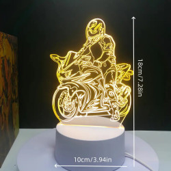 3D illusie LED lampje - Motorijder - Warm licht - Acryl plaat 3D illusie LED lampje - Motorijder - Warm licht - Acryl plaat