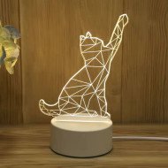 3D illusie LED lampje - Kat - Warm licht - Acryl plaat 3D illusie LED lampje - Kat - Warm licht - Acryl plaat