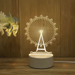 3D illusie LED lampje - Reuzenrad - Draaimolen - Warm licht - Acryl plaat