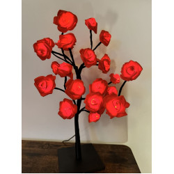 Rozenboom lamp - 24 LED - Rode blaadjes - Tafellamp - Decoratielamp - Liefdesontwerp