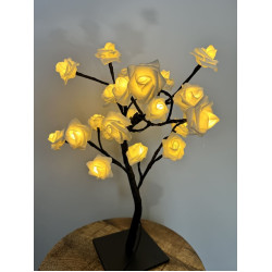 Rozenboom lamp - 24 LED - Witte blaadjes klein - Tafellamp - Decoratielamp - Liefdesontwerp