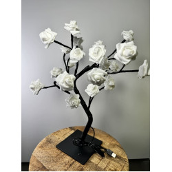 Rozenboom lamp - 24 LED - Witte blaadjes klein - Tafellamp - Decoratielamp - Liefdesontwerp