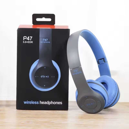 Bluetooth draadloze hoofdtelefoon - Bluetooth headset - koptelefoon - Blauw - Line-in - Micro SD - On Ear