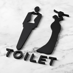 Toilet deurbord / Pictogrammen STYLE - Man + Vrouw 3D - hoogwaardig Acryl bord