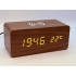 Klok modern decoratief - houtlook - Donkerbruin - Draadloos laadstation - Thermometer - Kalender