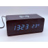 Klok modern decoratief - houtlook - Zwart - Draadloos laadstation - Thermometer - Kalender