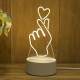 3D illusie LED lampje - Hand en hartje - Warm licht - Acryl plaat