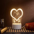 3D illusie LED lampje - Hart en rozen - Warm licht - Acryl plaat