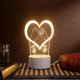 3D illusie LED lampje - Hart en rozen - Warm licht - Acryl plaat