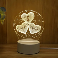 3D illusie LED lampje - I love you 3 hartjes - Warm licht - Acryl plaat 3D illusie LED lampje - I love you 3 hartjes - Warm licht - Acryl plaat