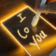 Acryl LED notitiebord lampje - Uitwisbaar Schrijfbord - Transparant - Witte basis