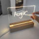 Acryl LED notitiebord lampje - Uitwisbaar Schrijfbord - Transparant - Houten basis - Schakelaar