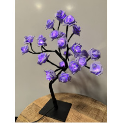 Rozenboom lamp - 24 LED - Paarse blaadjes - Tafellamp - Decoratielamp - Liefdesontwerp