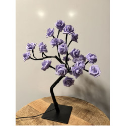 Rozenboom lamp - 24 LED - Paarse blaadjes - Tafellamp - Decoratielamp - Liefdesontwerp