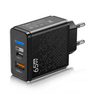 65 W USB-C en USB lader - zwart 65 W USB-C en USB lader - zwart