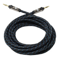 3,5mm Stereo Jack Kabel - 3 meter - met Nylon Mantel - Zwart/Blauw 3,5mm Stereo Jack Kabel - 3 meter - met Nylon Mantel - Zwart/Blauw