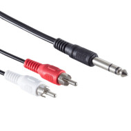 Stereo Tulp (m) - 6,35mm Stereo Jack (m) Kabel - 1,5 meter - Zwart Stereo Tulp (m) - 6,35mm Stereo Jack (m) Kabel - 1,5 meter - Zwart