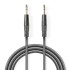 6,35mm Stereo Jack Kabel - Verguld - 3 meter - Antraciet