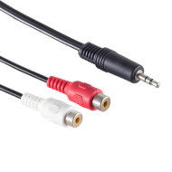 Stereo Tulp (v) - 3,5mm Stereo Jack (m) Kabel - 1,5 meter - Zwart Stereo Tulp (v) - 3,5mm Stereo Jack (m) Kabel - 1,5 meter - Zwart