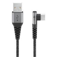 USB-A naar Haakse USB-C Kabel - USB 2.0 - 60W PD - Nylon sleeve - 2 meter - Space Grey USB-A naar Haakse USB-C Kabel - USB 2.0 - 60W PD - Nylon sleeve - 2 meter - Space Grey